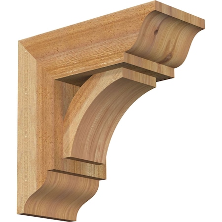 Ekena Millwork Thorton Traditional Rough Sawn Bracket w/ Offset Brace, Western Red Cedar, 6"W x 14"D x 14"H BKT0604X14X14THR01RWR